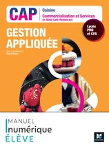 Gestion appliquée -CAP Cuisine Commercialisation Services HCR- 2023 - Manuel numérique élève