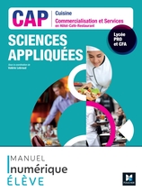 SCIENCES APPLIQUEES - CAP Cuisine  Commercialisation Services HCR - 2023 - Manuel numérique élève